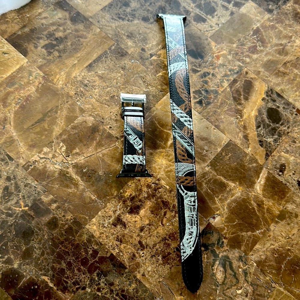 Hermes Apple Watch Band 38/40 Double Tour - Black Printed